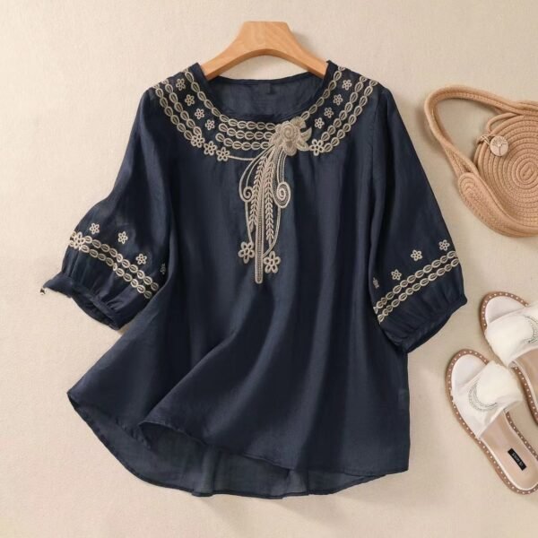 Embroidered Shirt Summer Half Sleeve