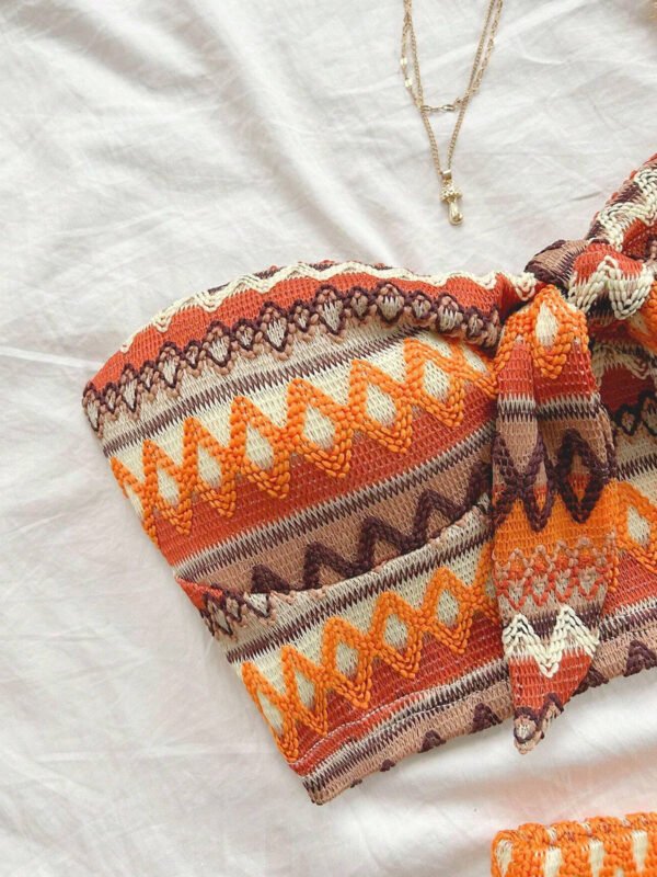 Women's Sexy 2pcs Set  Summer  Colorful Striped Elastic Suitable For Vacation And Daily Travel - Image 8