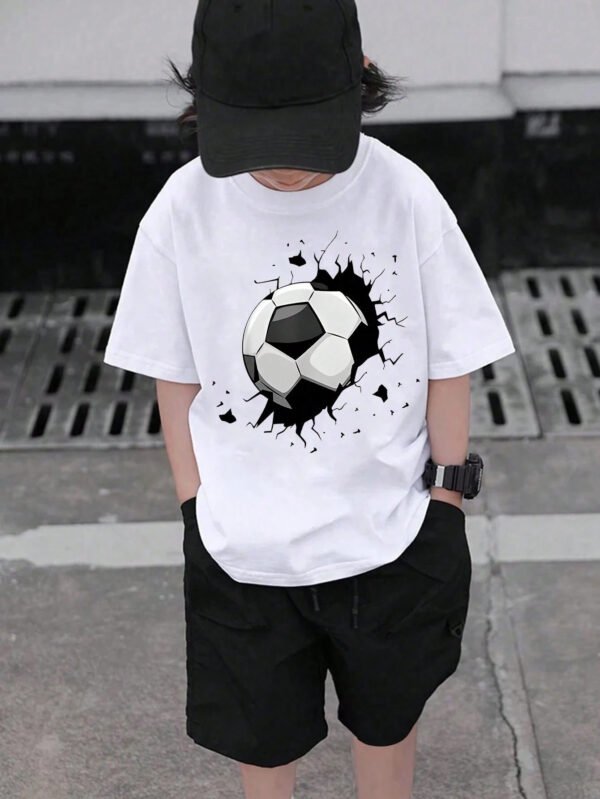 Boys, Teenagers And Students Casual Printed White Round Neck Pullover Short-Sleeved T-Shirt Summer Tops