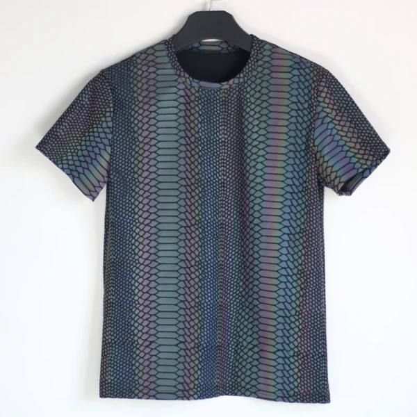 Colorful Snake Pattern Reflective T Shirt Men Hip Hop - Image 4