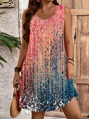 2025 Women's Summer Sleeveless Print Casual Dress