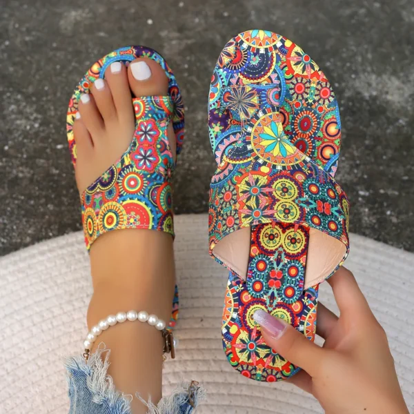 Women Slippers Bohemian Flower Pattern Sandals