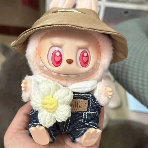 （Only clothes）17cm Mini Plush Doll's Clothes Outfit Accessories for Korea Kpop Labubu Dolls Sit Party Overalls Clothing Gift - Image 5