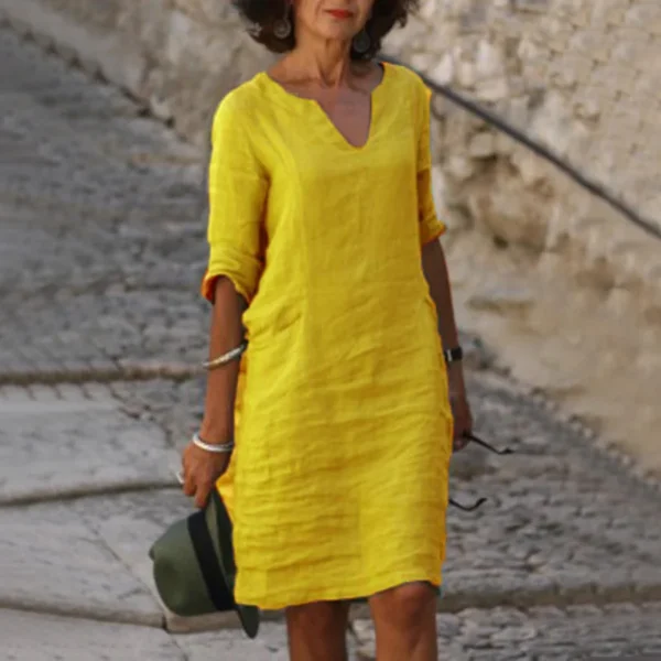 Vintage Solid Mini Dress Women Fashion Summer - Image 2