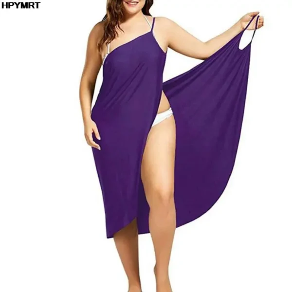 2022 5XL Summer Ladies Halter Dress Solid Color - Image 4