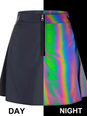 Fashion Women A Line Skirt Night Rainbow Reflective