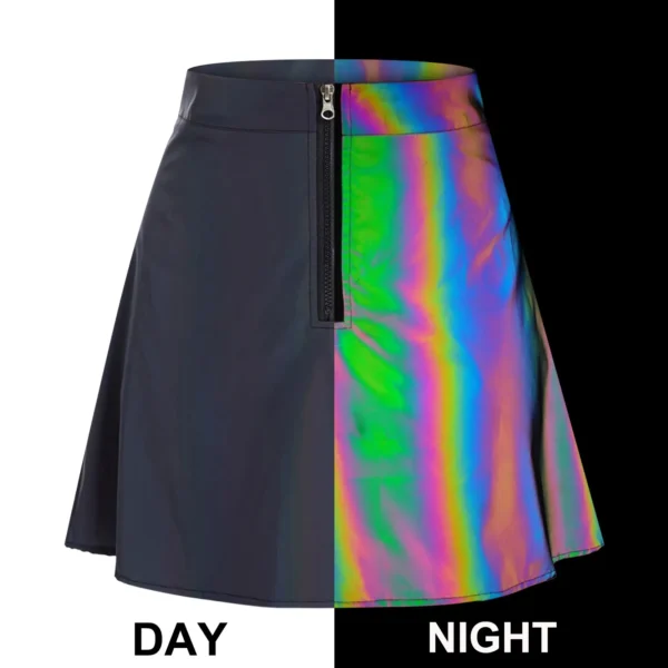Fashion Women A Line Skirt Night Rainbow Reflective