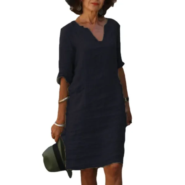 Vintage Solid Mini Dress Women Fashion Summer - Image 4