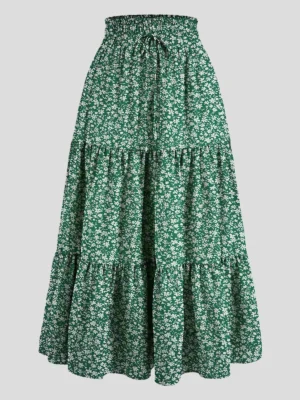 Women'S Boho Vintage Floral Print Skirt