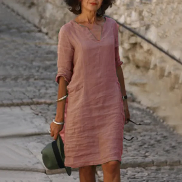 Vintage Solid Mini Dress Women Fashion Summer - Image 3