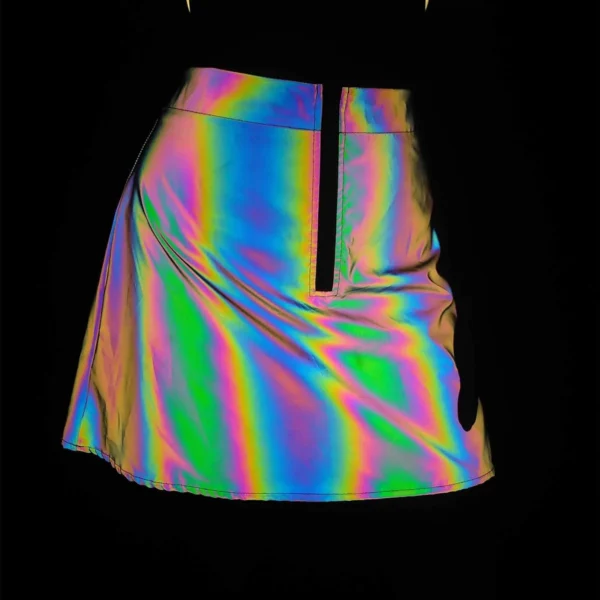 Fashion Women A Line Skirt Night Rainbow Reflective - Image 5