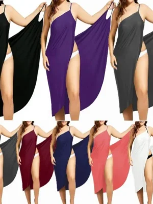 2022 5XL Summer Ladies Halter Dress Solid Color