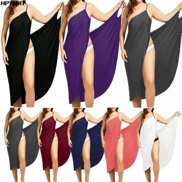2022 5XL Summer Ladies Halter Dress Solid Color