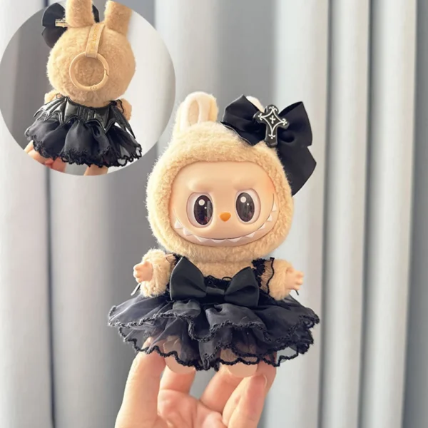 （Only clothes）17cm Mini Plush Doll's Clothes Outfit Accessories for Korea Kpop Labubu Dolls Sit Party Overalls Clothing Gift - Image 6