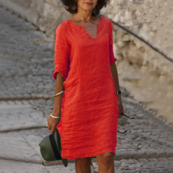 Vintage Solid Mini Dress Women Fashion Summer - Image 5