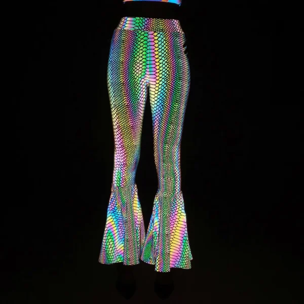 Rainbow Reflective Pants Women Bodycon Elastic Waist - Image 3