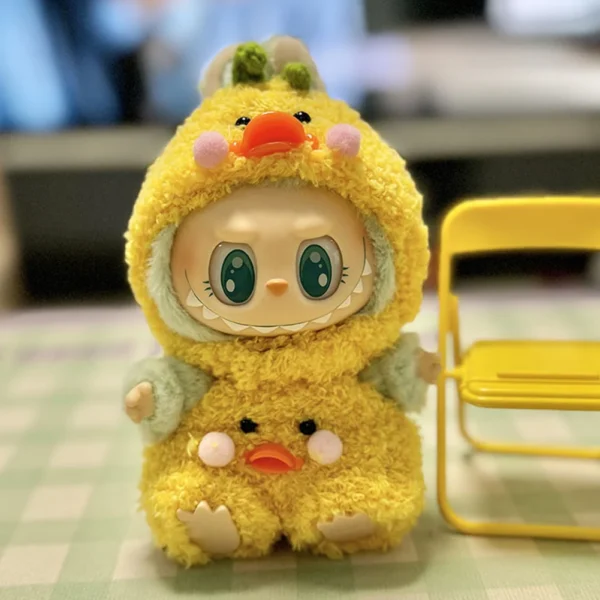 （Only clothes）17cm Mini Plush Doll's Clothes Outfit Accessories for Korea Kpop Labubu Dolls Sit Party Overalls Clothing Gift - Image 3