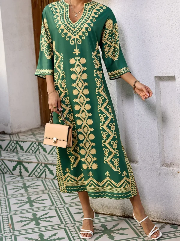 Elegant 3 4 Sleeve V-Neck Maxi Dress - Image 3