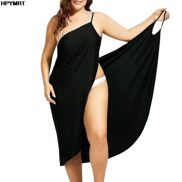 2022 5XL Summer Ladies Halter Dress Solid Color - Image 5