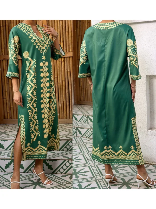 Elegant 3 4 Sleeve V-Neck Maxi Dress - Image 4