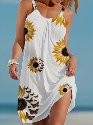 Plus Size Sleeveless Camisole Sunflower Printed Vest