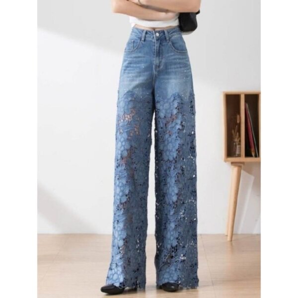 Women's Stitching High Waist Wide Leg Pants - Image 6