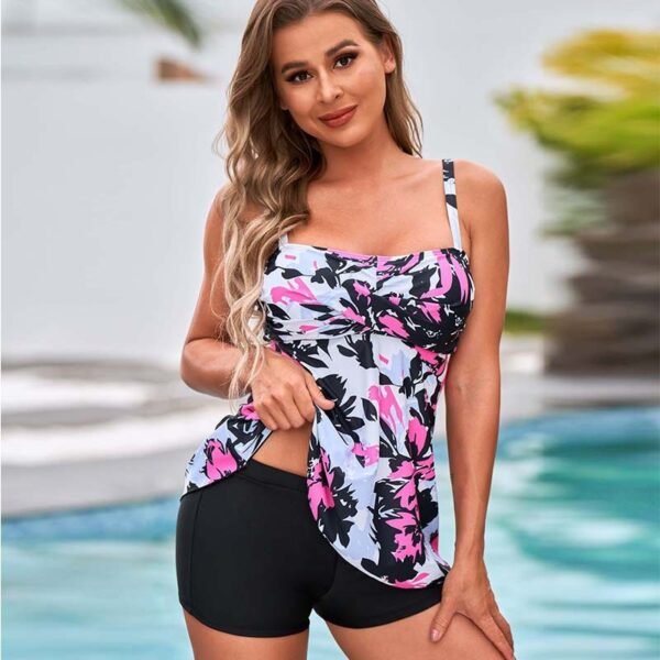 Conservative Printed Split Boxer Swimsuit - Image 7