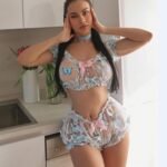 Mesh Exposed Navel Hollow Perspective Sexy Two-piece Female Suit - Image 2