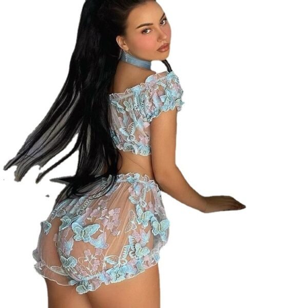 Mesh Exposed Navel Hollow Perspective Sexy Two-piece Female Suit - Image 8