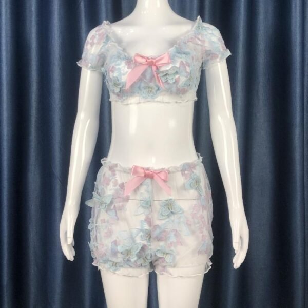 Mesh Exposed Navel Hollow Perspective Sexy Two-piece Female Suit - Image 5