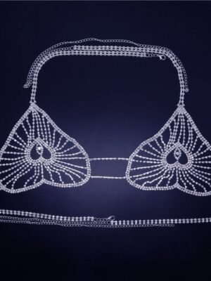 Peach Heart Shaped Rhinestone New Product Body Chain Set