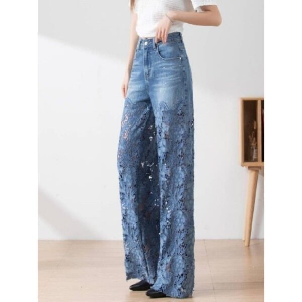 Women's Stitching High Waist Wide Leg Pants - Image 8