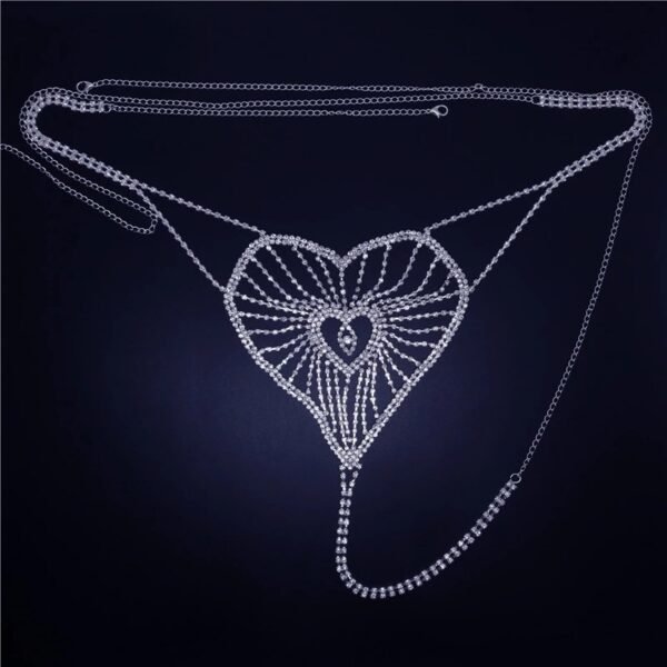 Peach Heart Shaped Rhinestone New Product Body Chain Set - Image 3