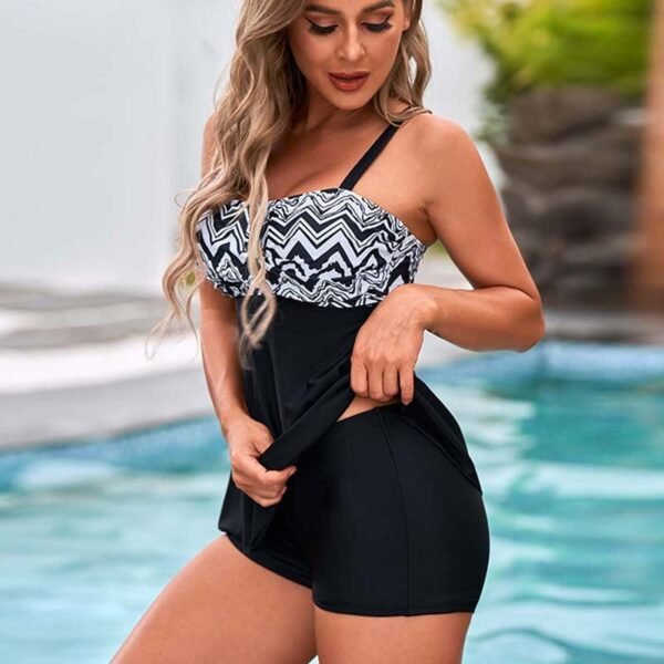 Conservative Printed Split Boxer Swimsuit - Image 10