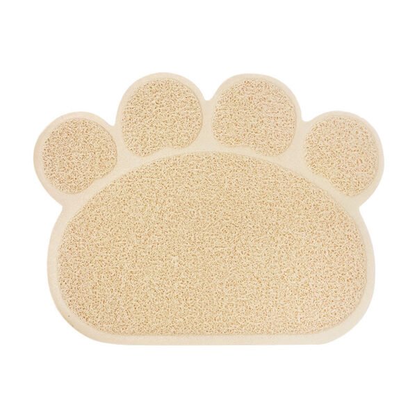 PVC Pet Dog Cat Puppy Kitten Dish Bowl Food Water Feeding Placemat, Non-Slip Cat Litter Mat Paw Shape, Rose Large - Image 3