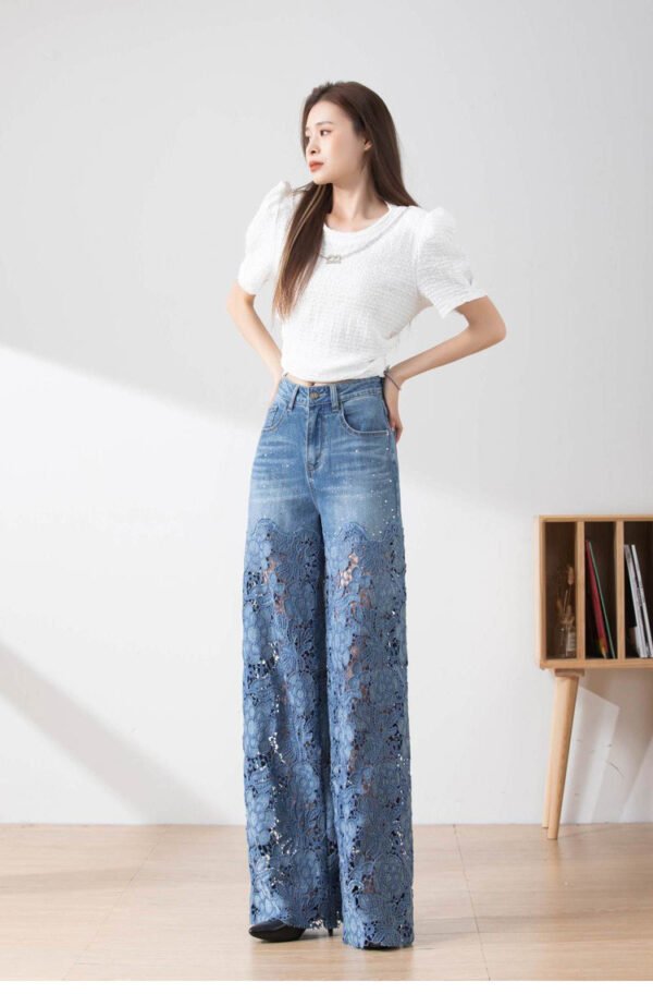 Women's Stitching High Waist Wide Leg Pants - Image 5