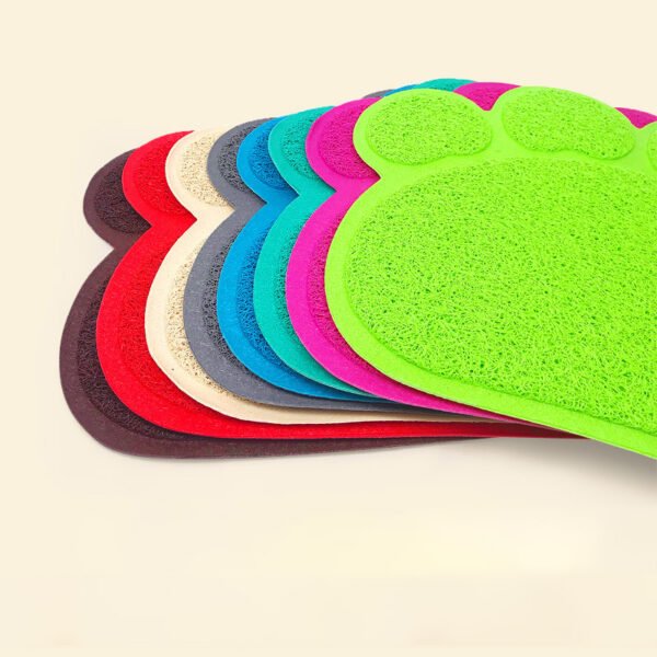 PVC Pet Dog Cat Puppy Kitten Dish Bowl Food Water Feeding Placemat, Non-Slip Cat Litter Mat Paw Shape, Rose Large - Image 8