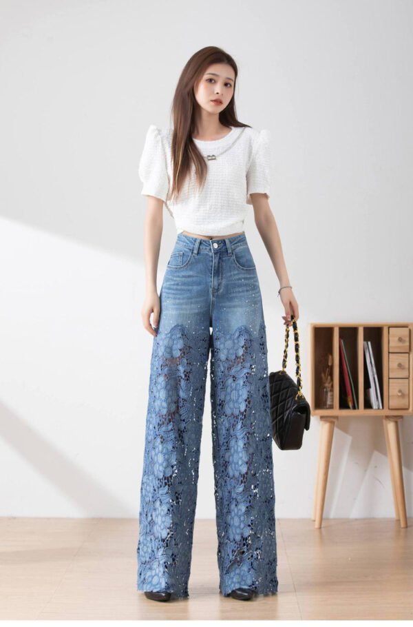 Women's Stitching High Waist Wide Leg Pants - Image 3