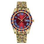 Hip Hop Men Fashion Color Full Diamond Date Quartz Watches - Image 2