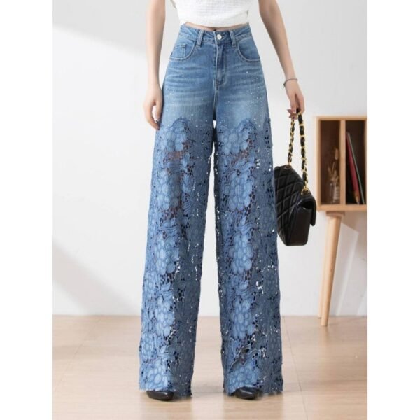 Women's Stitching High Waist Wide Leg Pants - Image 4