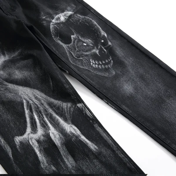 2025 Dark Streetwear Skull Print Punk Stretch Slim - Image 6
