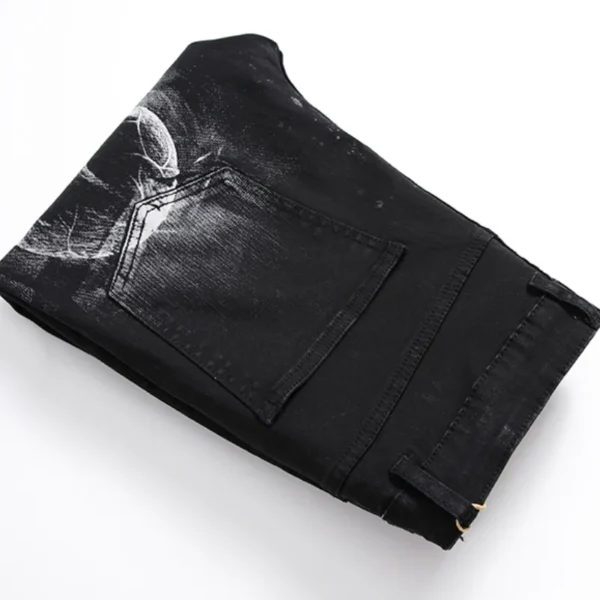 2025 Dark Streetwear Skull Print Punk Stretch Slim - Image 4