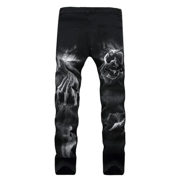 2025 Dark Streetwear Skull Print Punk Stretch Slim - Image 2