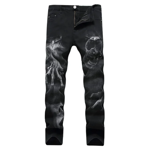2025 Dark Streetwear Skull Print Punk Stretch Slim