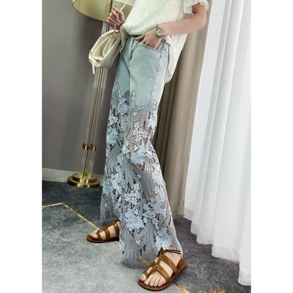 Summer New Vintage Flower Hollowed-out Jeans - Image 2