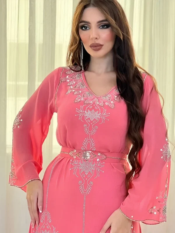 Eid Jalabiya Muslim Abaya Party Dress for Women - Image 3
