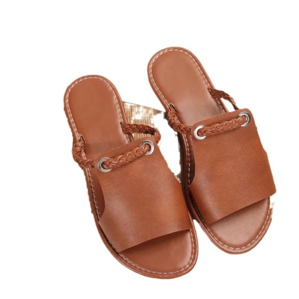 New Women's Shoes Square Head Cross Flat - Image 5