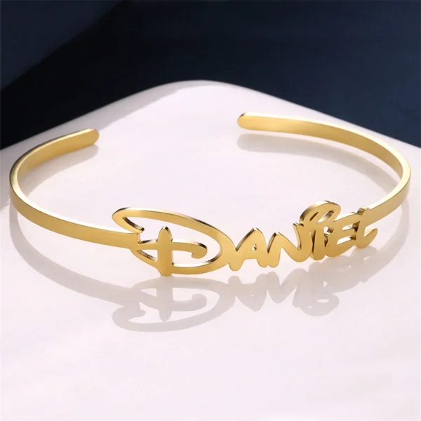 Custom Name Bracelet Gold Color Stainless Steel - Image 3