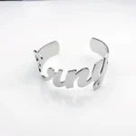 Personalized Stainless Steel Charm Wide Bracelet - Image 4
