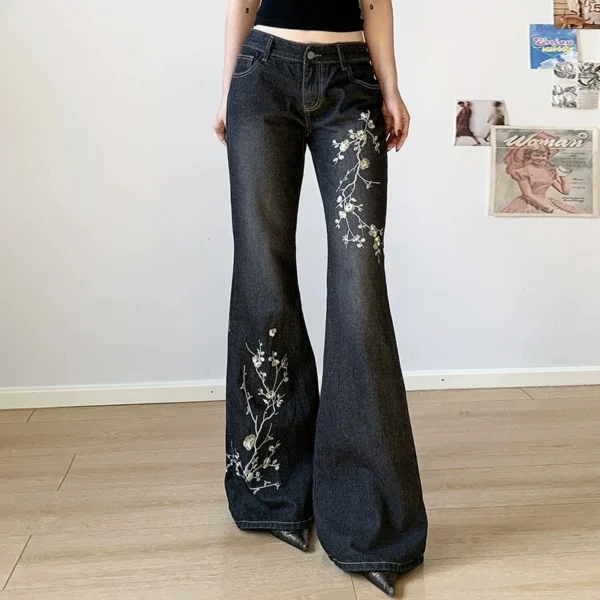Floral Embroidery Jeans - Image 2